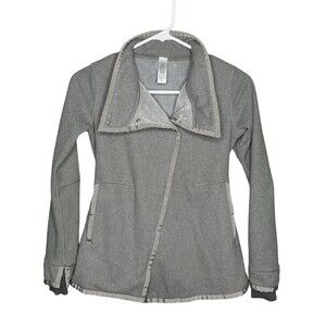 Ivivva Lululemon Girls Big Business Wrap Jacket Slate Fleece Lined Size 8